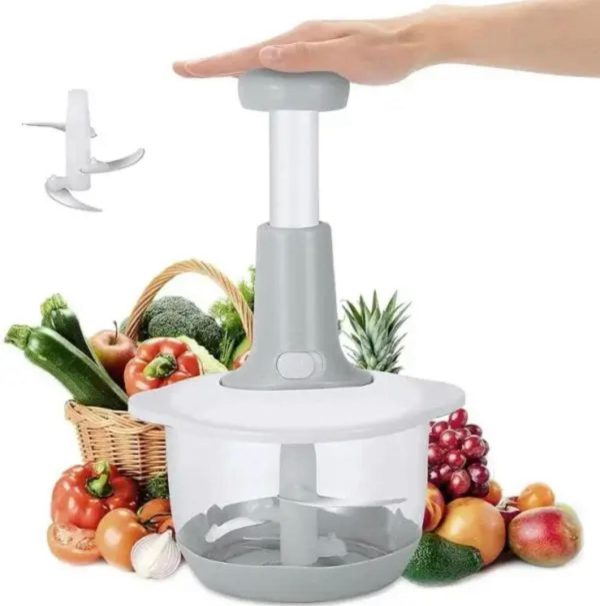 2L Multifunctional Hand Push Chopper & Mixer - Manual Press Cutter for Vegetables, Meat!